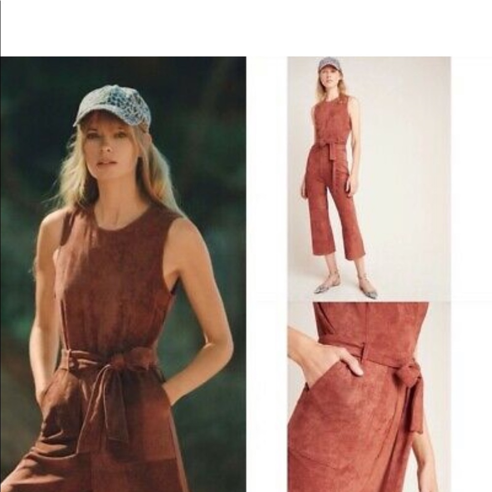 Anthropologie faux suede jumpsuit